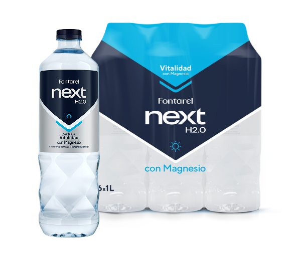 Botella y agrupación agua con magnesio - Fontarel Next H2.0